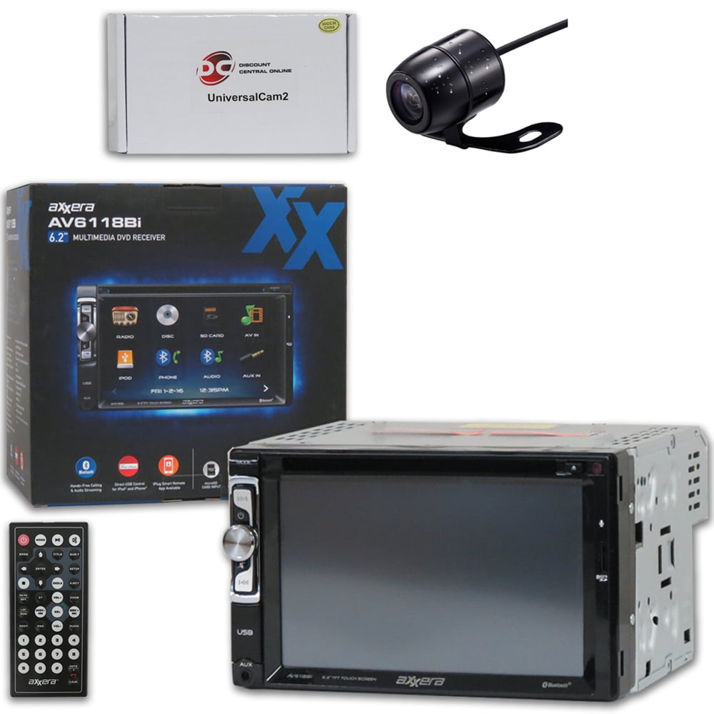 Axxera AV6118Bi Car Audio Double DIN 2DIN 6.2 LCD Touchscreen DVD MP3