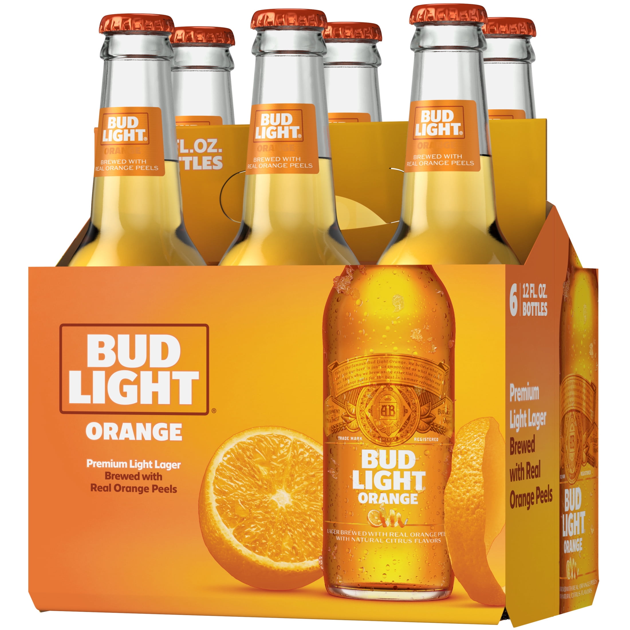 Bud Light Orange American Lager Beer 6 Pack 12 fl oz Glass Bottles 4.2% ABV