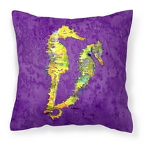Carolines Treasures 8661PW1414 Seahorse Fabric Decorative Pillow 14HX14W multicolor