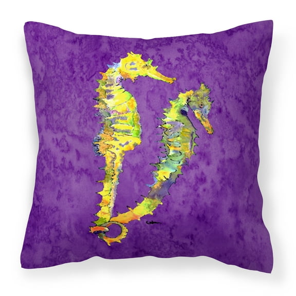 Carolines Treasures 8661PW1414 Seahorse Fabric Decorative Pillow 14HX14W multicolor