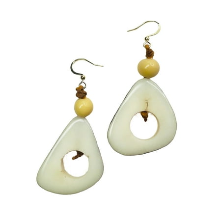 Villela Tagua Nut Earring | White Earring for Women | Eco-Friendly Handmade Jewelry | Sustainable Dangle Earring | Natural Vegetable Ivory Gift