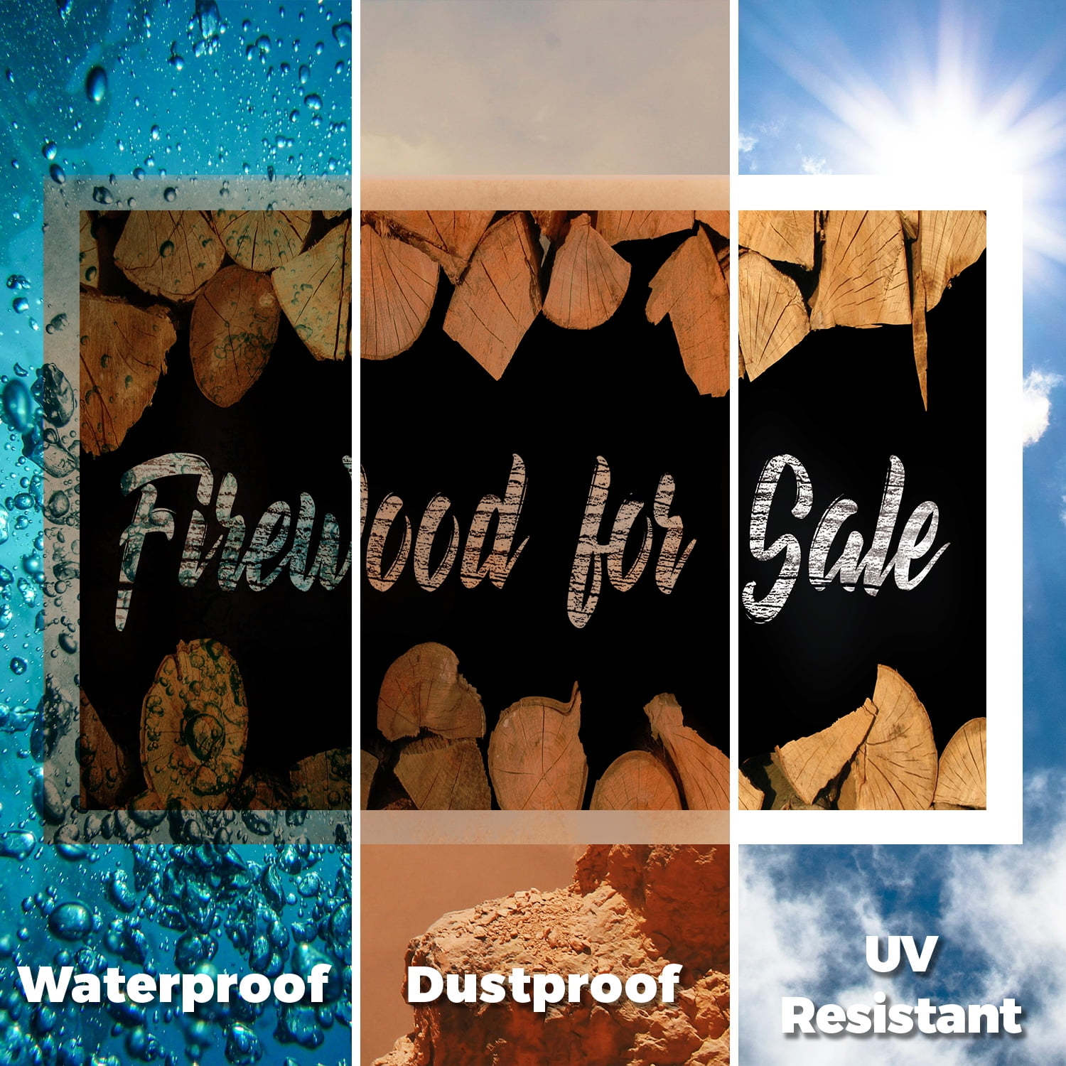 Firewood For Sale Yard Sign 12 Inch x 16 Inch Single Sided Weatherproof Heavy-Duty Plastic with Stake | Affordable Pricing, Freshly Cut, Outdoor Display | Made in USA