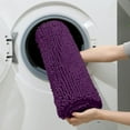 thumbnail image 6 of 3 Pieces Bathroom Rugs, Ultra Soft Non Slip Absorbent Chenille Toilet Bath Mat Set (Purple), 6 of 6