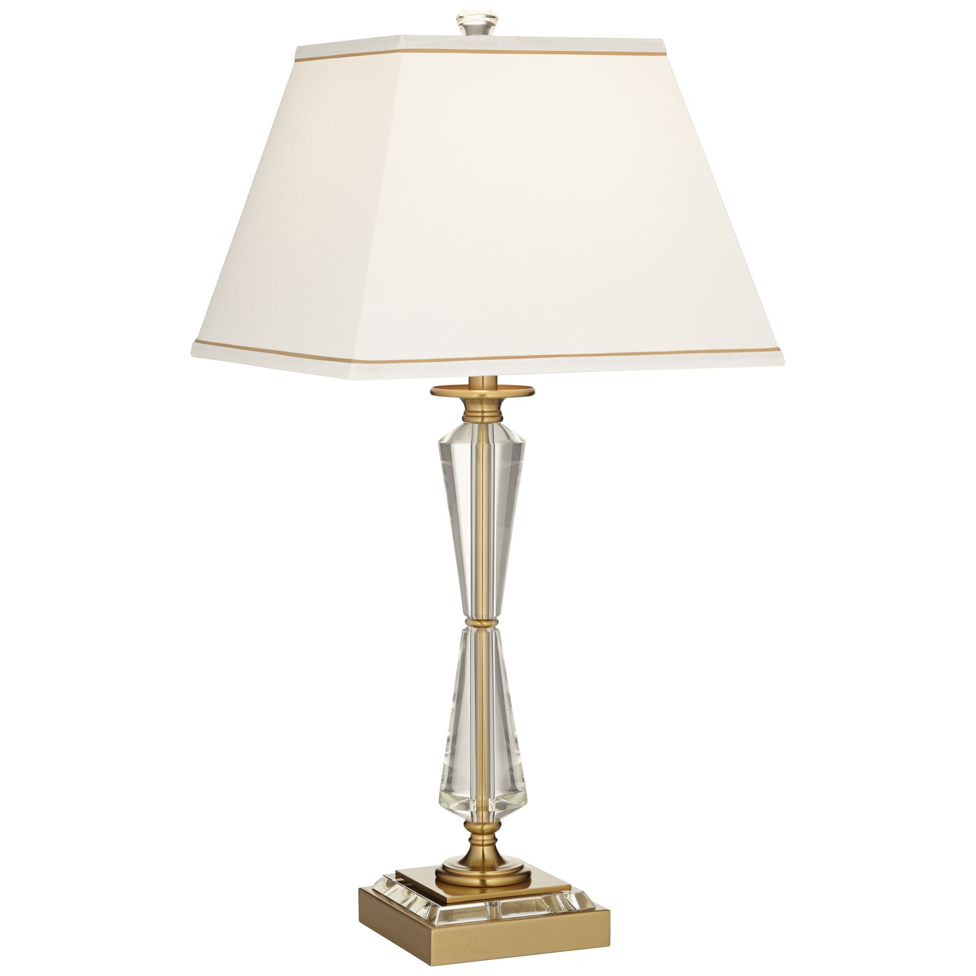 Stiffel Heath 31 5/8" Tall Large Traditional End Table Lamp USB Port Luxe Gold Finish Metal Crystal Single Living Room Charging