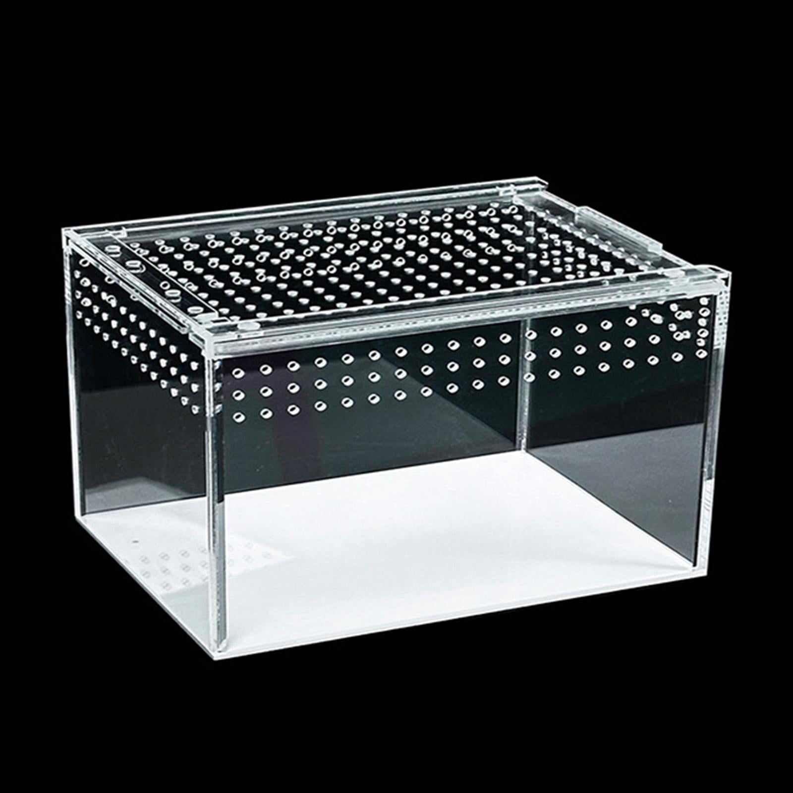 balikha Reptile Terrarium Acrylic Terrarium Container Convenient Ventilation Turtle Tank Reptile Breeding Box for Terrapin Amphibians M