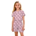 thumbnail image 3 of Kids Girls Fashion Cute Print Loose Short Sleeve Top Shorts Set Homewear Set, 3 of 8