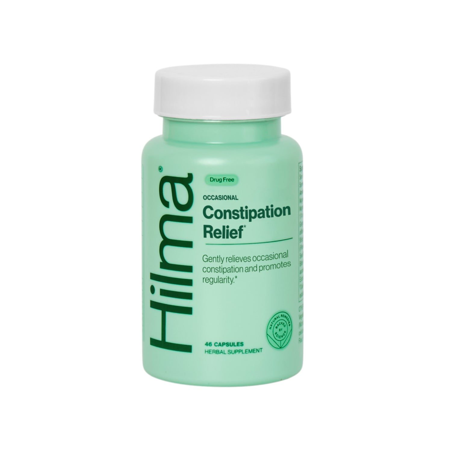 Hilma Occasional Constipation Relief Herbal Supplement Vegan Capsules, Doctor Formulated, 46 Count