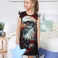 thumbnail image 4 of Fotbe USA Bald Eagle Vestido de Dormir para Niñas de 3 a 10 Años, Mangas Cortas, Estilo Princesa, Pijama Camisón con Mangas Voladas-X-Large, 4 of 6