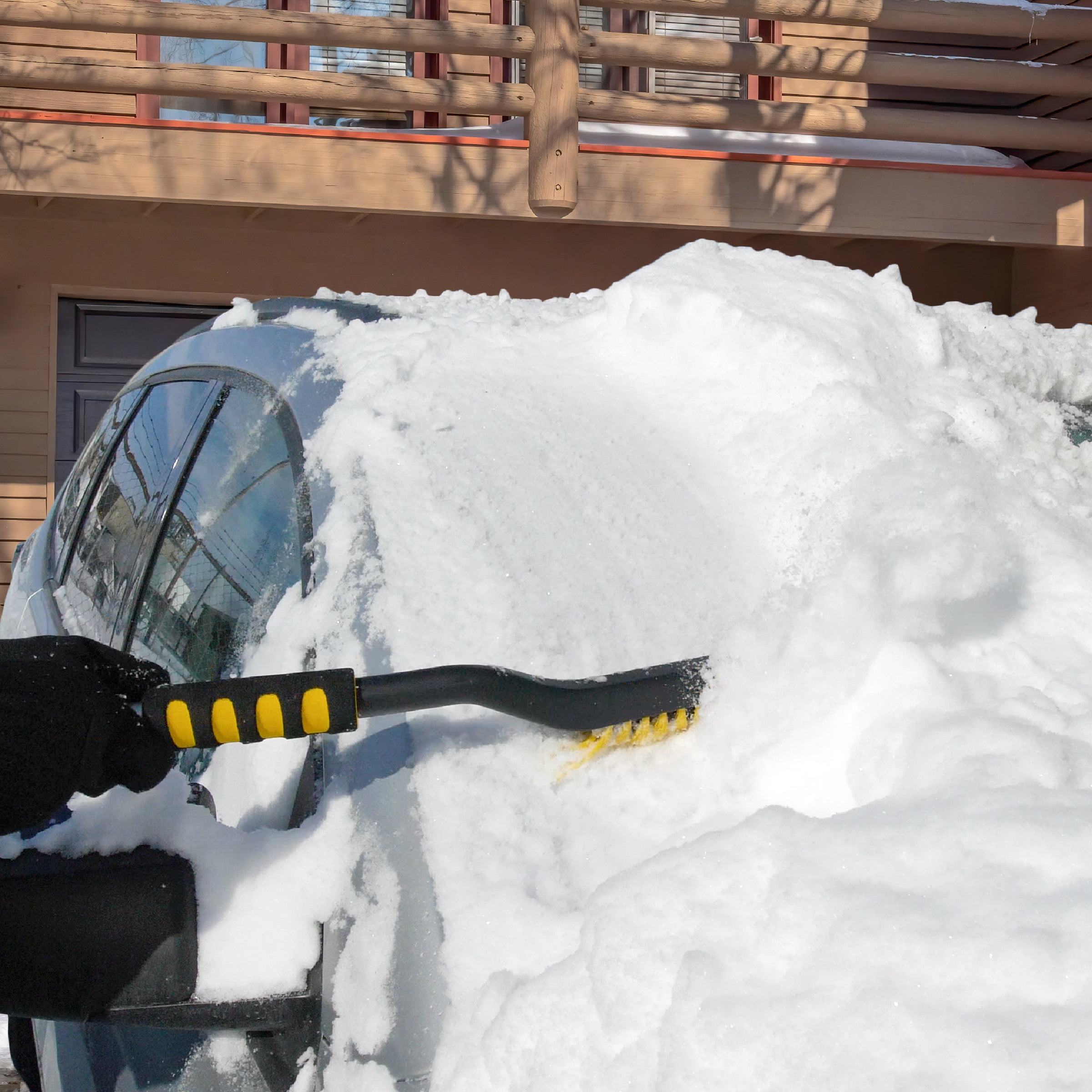 Motomate 37 Ice Scraper and Extendable Snow Brush, Detachable Snow Scraper  with Foam Grip 360° Pivoting PVC Brush Head for Car Windshield, Truck, SUV