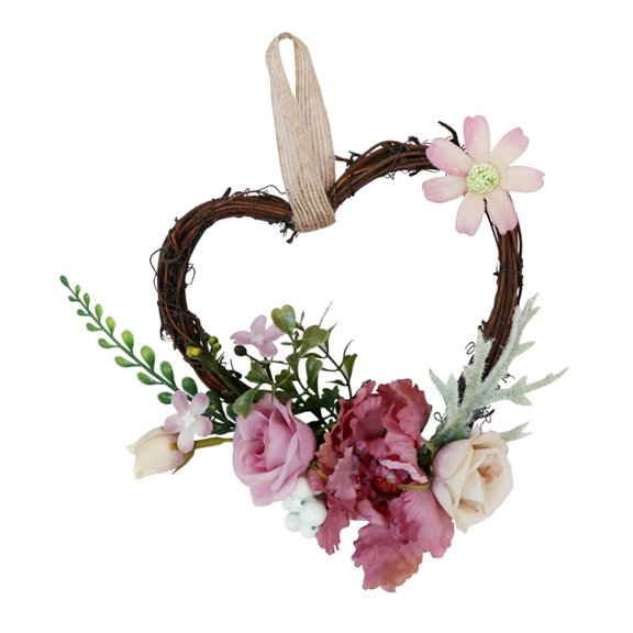 Rustic Heart Rattan Simulation Rose Door Lintel Decor Dusty Pink