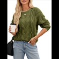 thumbnail image 2 of Suéteres de Punto Grueso para Mujer, de Cuello Redondo, Larga y Bloques de Color, para Otoño e Invierno. Color Oliva M, 2 of 10