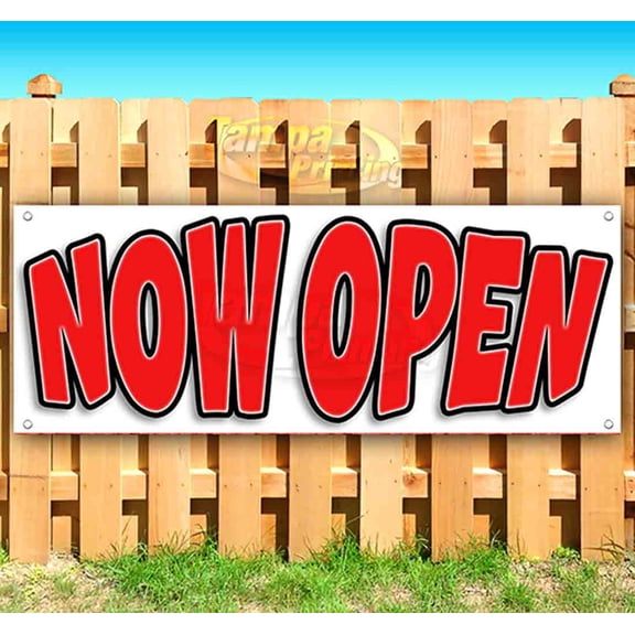 Now Open 13 oz Vinyl Banner With Metal Grommets