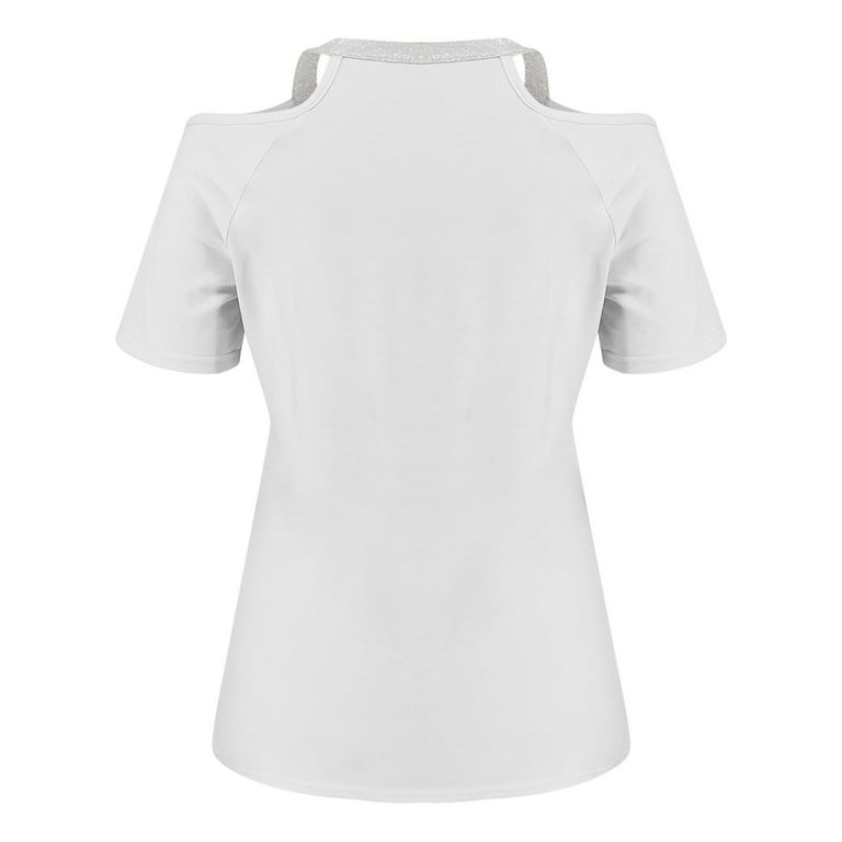 HSMQHJWE Slim Fit Long Sleeve Shirt For Women Running Shirts Women Women S Summer V Neck Off The Shoulder Dandelion Print Short Sleeve T Shirt Top Blouse 3X Women Shirts Walmart