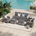 thumbnail image 2 of MEISSALIVVE Patio Furniture Set with Swivel Rocking Chairs, 6 Pieces Patio Conversation Set, Outdoor Wicker Sofa Couch with Waterproof Cushions for Lawn Backyard Porch (Gray), 2 of 8