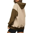 thumbnail image 6 of miqiqism Women's Color Block Oversized Hooded Sweatshirts Juniors Casual Long Sleeve Hoodies Drop Shoulder Fleece Pullover Sweatshirt with Pocket,Brown,Large, 6 of 6