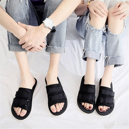 

Hinvhai Women s Fashion Beach Slippers Flat Heel Shoes Clearance Casual Classic Outdoor Soft Sole Comfortable Solid Color Slippers Black 6(37)