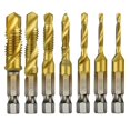 thumbnail image 1 of 7pcs Hex Shank Titanium Combination Drill And Tap Set Metric Thread goldsilver, 1 of 5