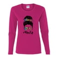thumbnail image 3 of Mom Life Messy Hair Bun | Tie Dye Leopard Print Bandana | Funny Mother's Day Mother's Day Womens Long Sleeve T-Shirt, Fuschia, XL, 3 of 5