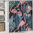 thumbnail image 6 of Orinice Flamingo Bird of Paradise Shower Curtain Fabric Shower Curtain Set with 12 Hooks Waterproof for Bathroom Beach Caravan Hotel 60x72, 6 of 7