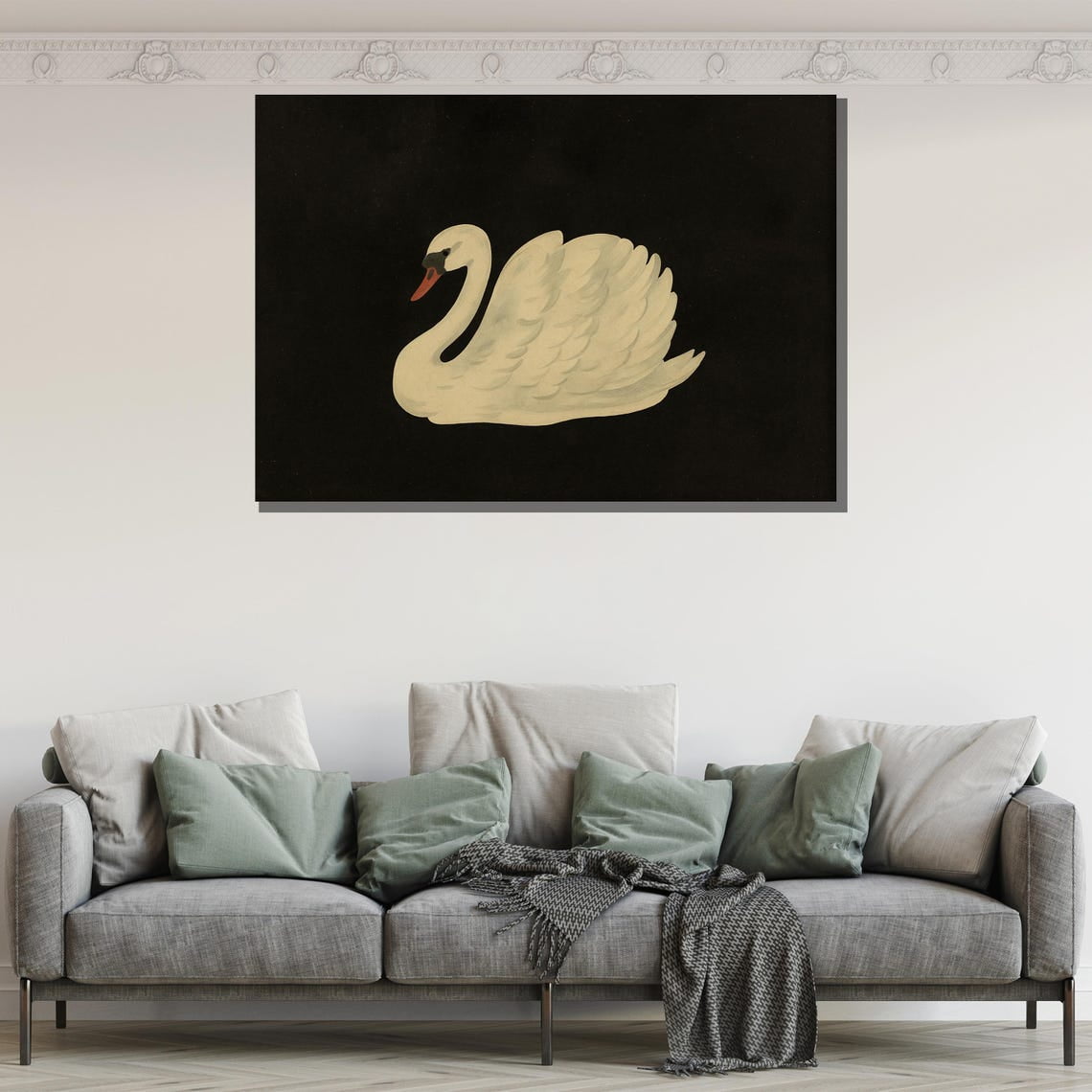 Minimalist Swan Wall Art Print Elegant Nature Decor Unframed Paper Print