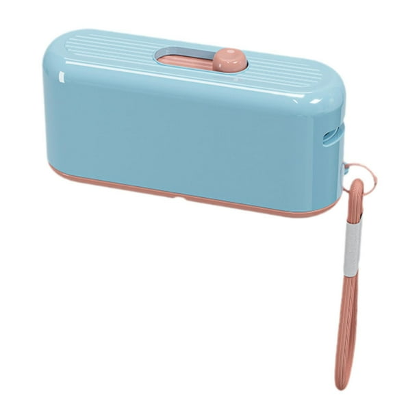 Dispensador automático de palillos de hilo dental, portátil, sin roturas ni deshilachados. Azul