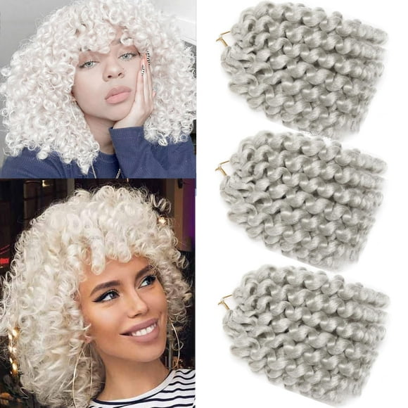 Jamaican Bounce Crochet Hair Short Ringlet Wand Curl Crochet Braids Platinum Blonde Crochet hair Jamaican Bounce 8 inch 3 Packs Jumpy Bounce Curl Crochet Hair Extensions Crochet Braiding Hair 20 Roots
