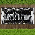 thumbnail image 4 of Black and White Themed 18th Birthday Backdrop Banner with Balloon Star Elements Party Decoration for Photography Props Birthday Party Decor Background Supplies, 4 of 6