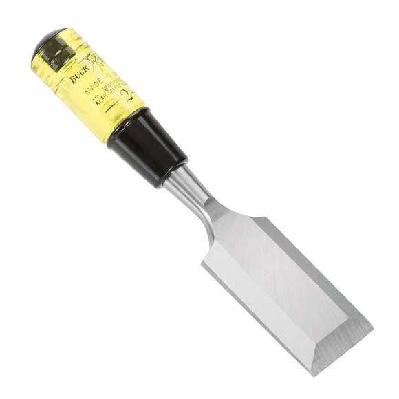 Buck Brothers 120109BC 2 Inch Wood Chisel Made in USA, For Paring and Finishing Cuts in Carpentry and Woodworking, Tempered Tool Steel Blade, Mallet-Safe Handle
