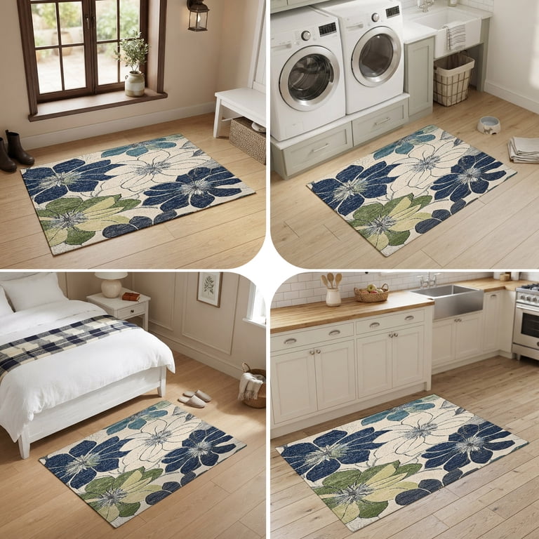 2x3 Washable Area Rugs,Vintage Floral Texture Non-Slip Ultra Soft Rug ...