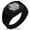 Black, variant on Stainless Steel Taira Ageha Samurai Crest CZ Ribbed Needle Stripe Pattern Biker Style Polished Ring
