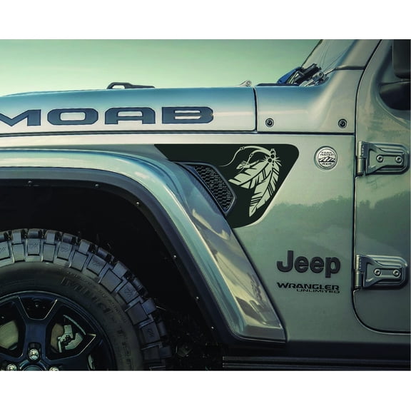 AnyStickerYouWant - Native Feathers 2 Fender Vent Vinyl Decal Sticker Fits & Compatible with Jeep Wrangler JL/Jeep Gladiator JT 2018  Rare Native American Feathers 2 Print
