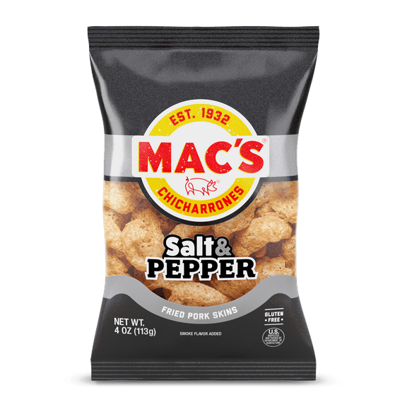 Mac's Salt & Pepper Fried Pork Skins, 4 oz Bag