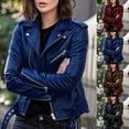 thumbnail image 4 of CENL Women Biker Jacket Slim Ladies Faux PU Leather Zip Fashion Formal Coat Plus Size, 4 of 9