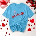 thumbnail image 1 of TIMIFIS T-Shirts à Manches Courtes de la Saint-Valentin pour Femmes Mode Décontractée Col Rond T-Shirt Imprimé Cœur d'Amour T-Shirt d'Été Ample Col Rond T-Shirts, 1 of 4
