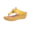 thumbnail image 2 of Wide Sandals for Women,Women's Sandals,Womens Wedge Sandals,Comfortable Sandals for Women,Womans Sandals,Women Summer Casual Low Wedges Sandals Beach Sandals,Yellow,9.5, 2 of 5