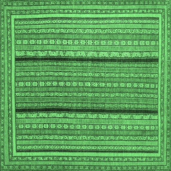Ahgly Company Indoor Square Abstract Emerald Green Contemporary Area Rugs, 8' Square