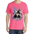 thumbnail image 2 of Wild Bobby, Howling Wolf Full Moon, Animal Lover, Garment-Dyed Washed Look Short Sleeve T-Shirt, Neon Pink, 2XL, 2 of 3