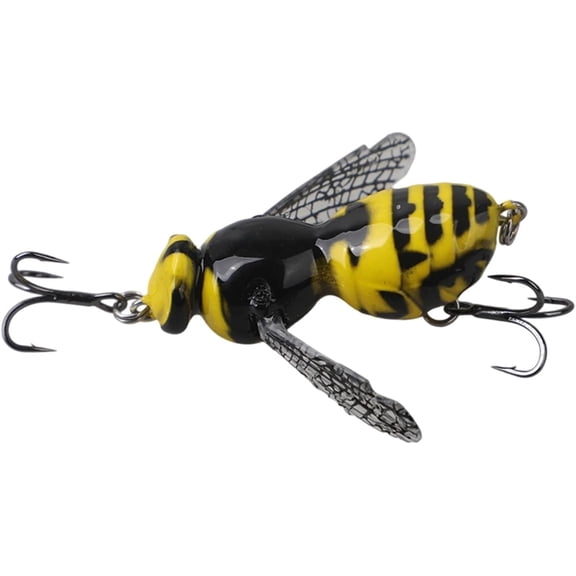 Bionic Wasp Topwater Lure, Bait Insect Bionic Floating Fishing Lures, Hard Artificial Baits with Carbon Steel Treble Hooks for Freshwater Saltwater Bass Pike Walleye
