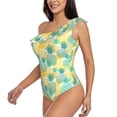 thumbnail image 3 of Yiaed Pineapples1 Print Women One Piece Swimsuits Tummy Control One Shoulder Bathing Suits Pattern Ruffle Swimwear-Small, 3 of 8