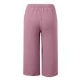 thumbnail image 4 of Bovemsi Capri Pants For Women Daily Elastic Waist Straight Solid Color Casual Pants Pockets 45720 Length Trousers Hiking Pants, 4 of 4