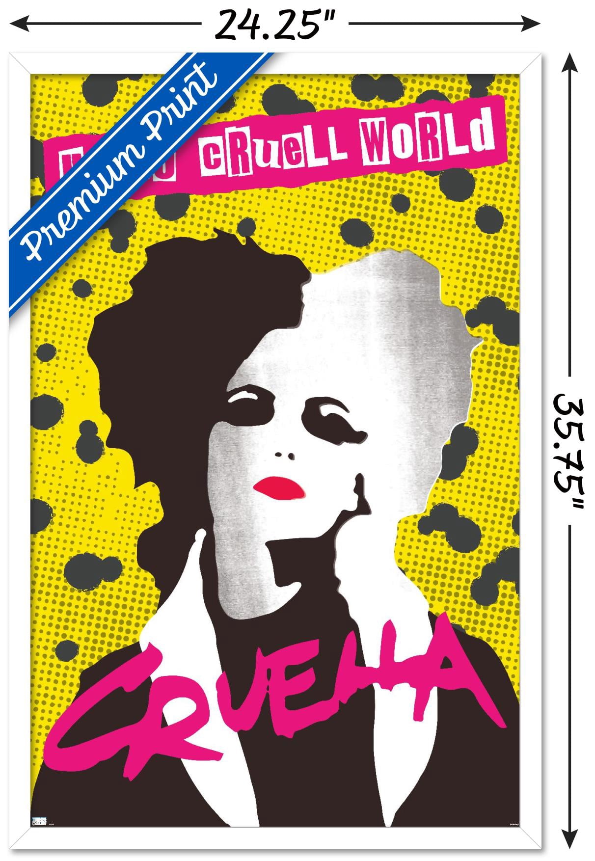 Disney Cruella - Hello Cruell World Wall Poster, 22.375" x 34", Framed