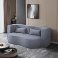 thumbnail image 2 of 2-in-1 Convertible Sofa Bed, Full Size Folding Loveseat with Soft Teddy Fabric, Space-Saving Mattress, No Assembly Required – Perfect for Small Apartments, Dorm Rooms, RVs & Gray Sofa Bed Solution, 2 of 9