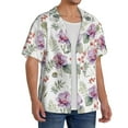 thumbnail image 2 of Fuzoiu Orchids Flowers Print Men's Casual Short,Men's Short Sleeve Shirt,Mens Casual Button Down Shirts,Cuban Collar Summer Shirt for Beach, Vacation, and Outdoor Activities-Medium, 2 of 5