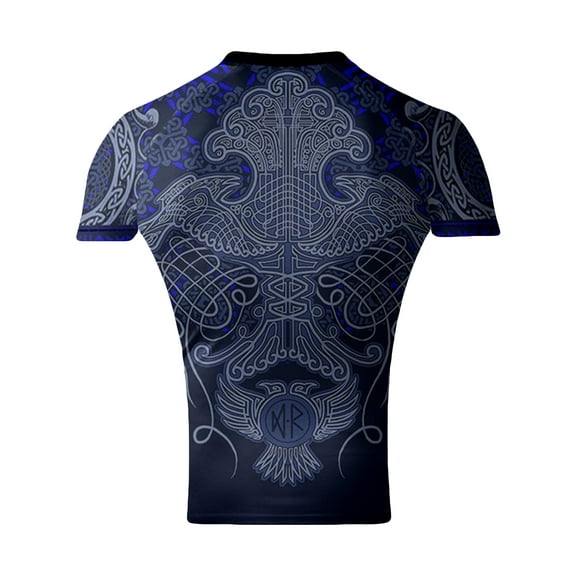 Raven Fightwear Men's Nordic Jiu Jitsu BJJ Rash Guard Short Sleeve MMA Blue