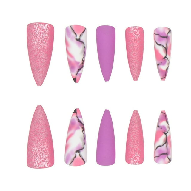Bright Color Fake Nails 24pcs Stylish Durable and Reusable Nails for Girls Dating Hand Makeup Jelly Glue