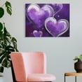 thumbnail image 3 of Chilfamy Purple Hearts Artistic Painting Canvas Wall Decor Ready To Hang 16x12in, 3 of 6