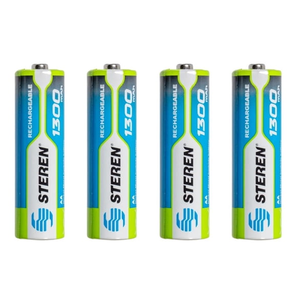 Paquete de 4 pilas recargables AA Steren NiMH 1300 mAh