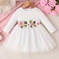 thumbnail image 2 of mgoYE Baby Girl Dress Newborn Toddler Flower Girl Fall Winter Dress Tutu Tulle Dresses for Girls(White,9-12 Months), 2 of 8