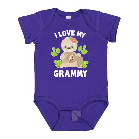 

Inktastic Cute Sloth I Love My Grammy with Green Leaves Gift Baby Boy or Baby Girl Bodysuit