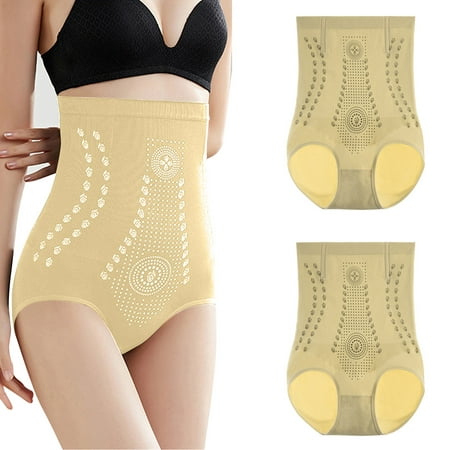 

EHTMSAK Womens High Waist Tummy Control Briefs Comfort Panties Breathable Soft Underwear Beige 2XL